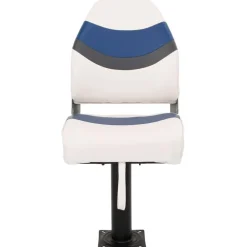 vidaXL Set de asientos plegables para barco 2 uds con respaldo alto Blanco y azul Sale