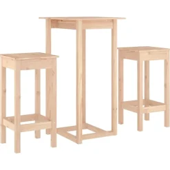 vidaXL Conjuntos De Muebles-Set de bar 3 piezas madera maciza de pino