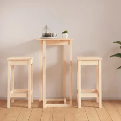 vidaXL Conjuntos De Muebles-Set de bar 3 piezas madera maciza de pino