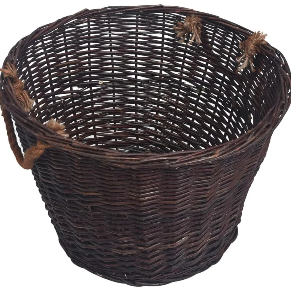 vidaXL Set de cestas apilables para leña 3 uds sauce marrón oscuro Clearance