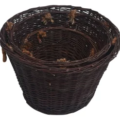vidaXL Set de cestas apilables para leña 3 uds sauce marrón oscuro Clearance
