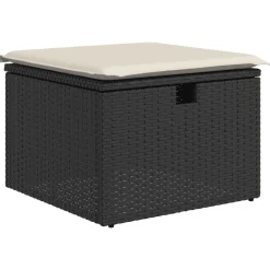 vidaXL Muebles De Jardín-Set de comedor de jardín 7 pzas y cojines ratán sintético negro