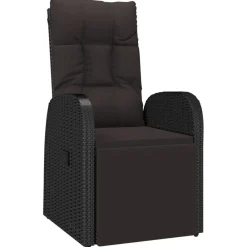 vidaXL Muebles De Jardín-Set de comedor de jardín 7 pzas y cojines ratán sintético negro