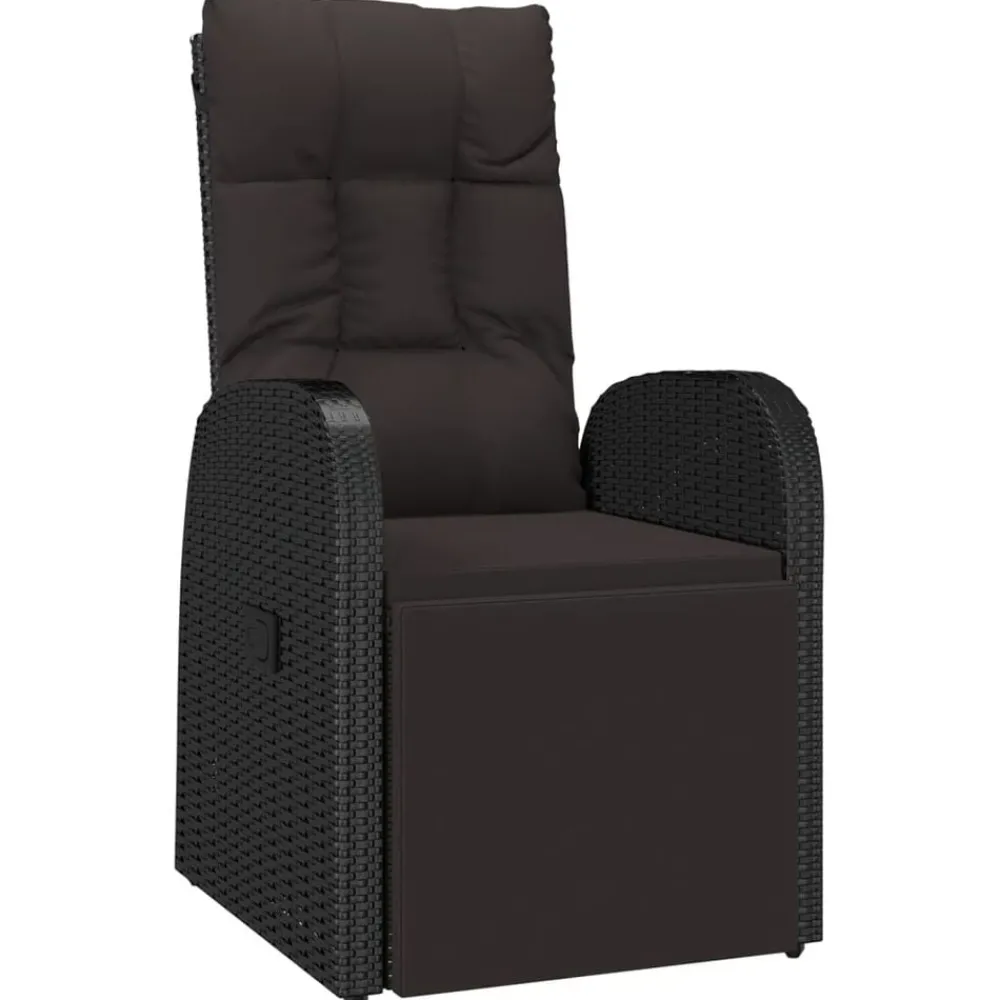 vidaXL Muebles De Jardín-Set de comedor de jardín 7 pzas y cojines ratán sintético negro