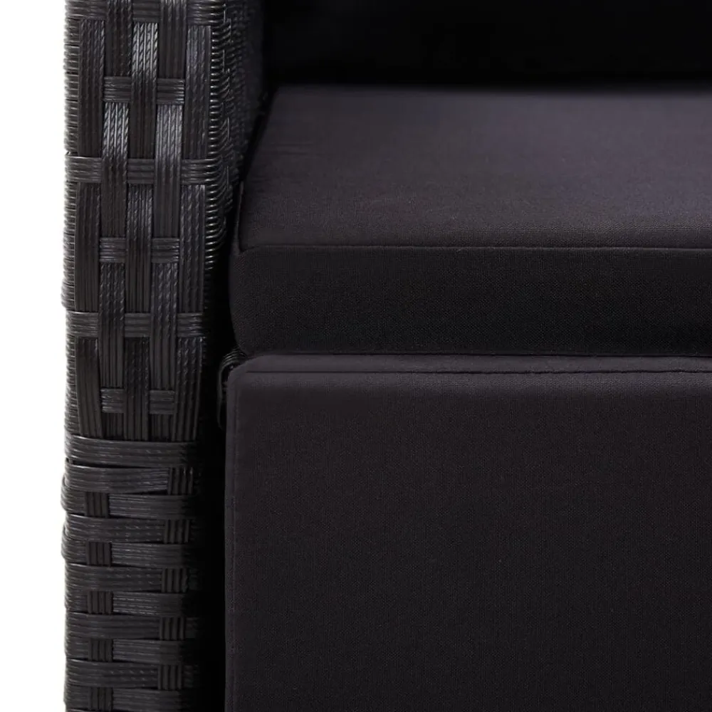 vidaXL Muebles De Jardín-Set de comedor de jardín 7 pzas y cojines ratán sintético negro