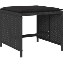 vidaXL Set de comedor de jardín 9 pzas y cojines ratán sintético Negro Best