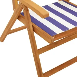 vidaXL Muebles De Jardín-Set de comedor de jardín 7 pzas tela madera maciza azul blanco