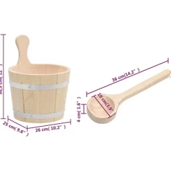 vidaXL Set de cubeta y cucharón para sauna madera maciza de pino Hot