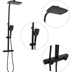 vidaXL Fontanería-Set de ducha de doble cabezal con mezclador y flexo latón negro