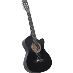 vidaXL Set de guitarra clásica occidental 12 pzas 6 cuerdas negra 38