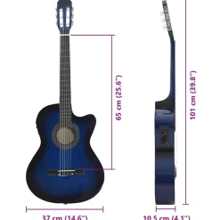 vidaXL Set de guitarra occidental 12 pzas ecualizador y 6 cuerdas Azul Outlet