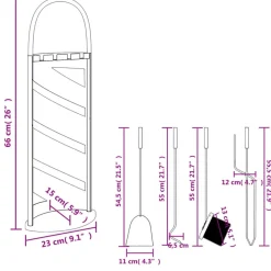 vidaXL Set de herramientas para chimenea 5 pzas acero 23x15x66 cm Sale