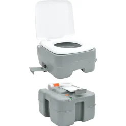 vidaXL Actividades Al Aire Libre-Set de Inodoro para Camping 2 pcs Gris 50,5 x 33 x 103 cm