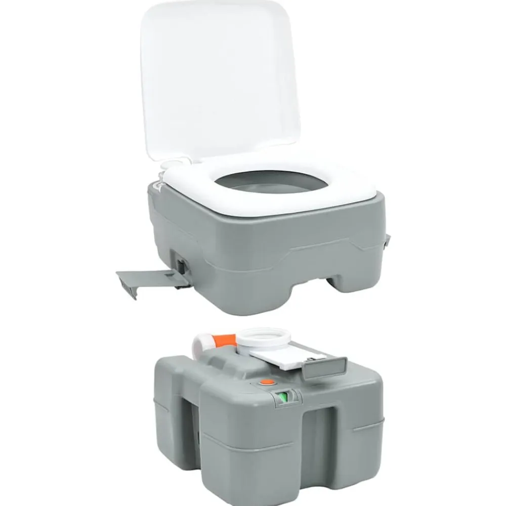 vidaXL Actividades Al Aire Libre-Set de Inodoro para Camping 2 pcs Gris 50,5 x 33 x 103 cm