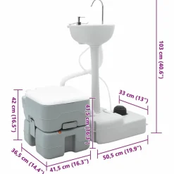 vidaXL Actividades Al Aire Libre-Set de Inodoro para Camping 2 pcs Gris 50,5 x 33 x 103 cm