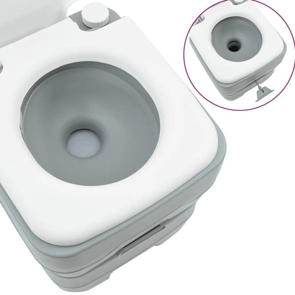 vidaXL Actividades Al Aire Libre-Set de Inodoro para Camping 2 pcs Gris 50,5 x 33 x 103 cm