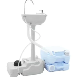 vidaXL Actividades Al Aire Libre-Set de Inodoro para Camping 2 pcs Azul y
