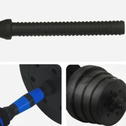 vidaXL Fitness Y Musculación-Set de Mancuernas y Barra de 2 en 1 30kg 30kg