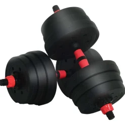 vidaXL Set de Mancuernas, Barra y Kettlebell 4 en 1 20kg 20kg Negro y rojo Clearance