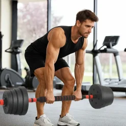 vidaXL Fitness Y Musculación-Set de Mancuernas, Barra y Kettlebell 4 en 1 30kg 30kg