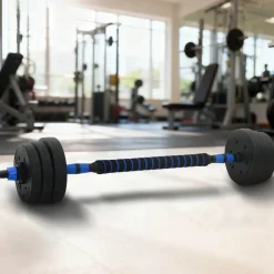 vidaXL Set de Mancuernas y Barra de 2 en 1 20kg 20kg Negro y azul Clearance