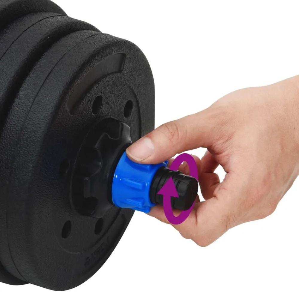 vidaXL Set de Mancuernas y Barra de 2 en 1 20kg 20kg Negro y azul Clearance