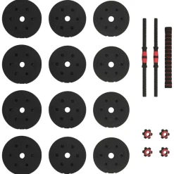 vidaXL Set de Mancuernas y Barra de 2 en 1 20kg 20kg Negro y rojo Online