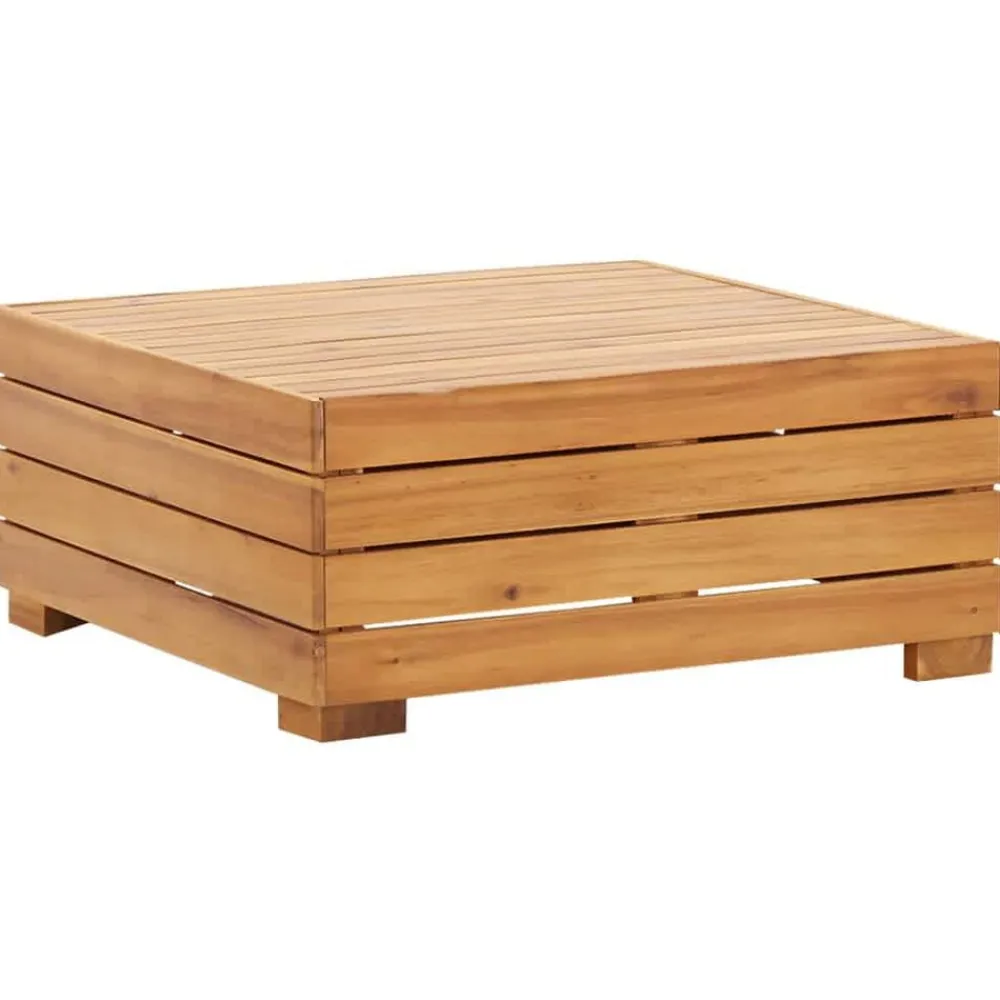 vidaXL Muebles De Jardín-Set de mesa y reposapiés de jardín cojín madera maciza acacia