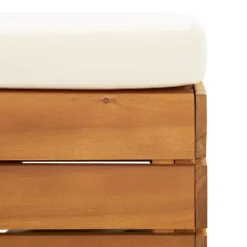 vidaXL Muebles De Jardín-Set de mesa y reposapiés de jardín cojín madera maciza acacia