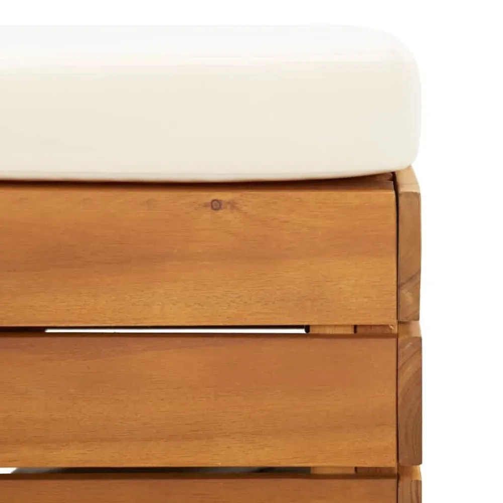 vidaXL Muebles De Jardín-Set de mesa y reposapiés de jardín cojín madera maciza acacia