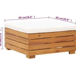 vidaXL Muebles De Jardín-Set de mesa y reposapiés de jardín cojín madera maciza acacia
