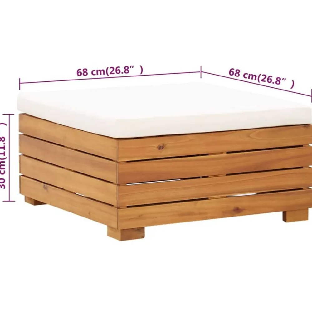 vidaXL Muebles De Jardín-Set de mesa y reposapiés de jardín cojín madera maciza acacia