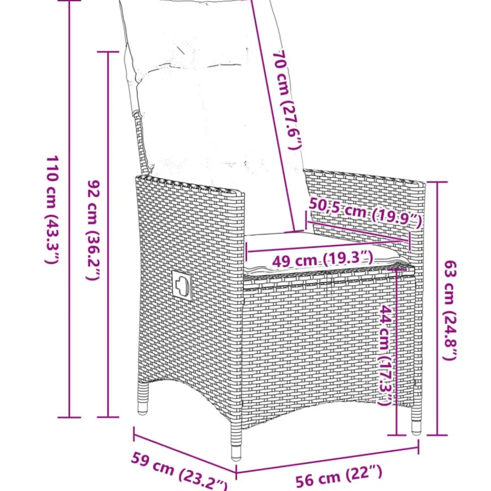 vidaXL Muebles De Jardín-Set de mesa y sillas de jardín 11 pzs y cojines ratán PE marrón