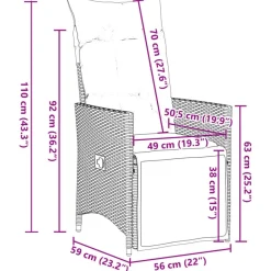 vidaXL Muebles De Jardín-Set de mesa y sillas de jardín 11 pzs y cojines ratán PE marrón
