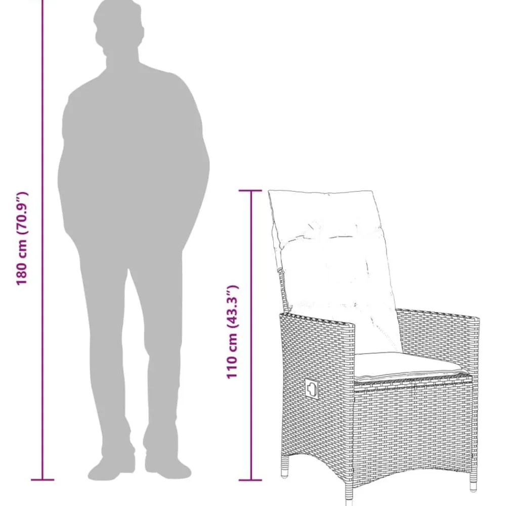 vidaXL Muebles De Jardín-Set de mesa y sillas de jardín 11 pzs y cojines ratán PE marrón