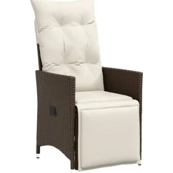 vidaXL Muebles De Jardín-Set de mesa y sillas de jardín 11 pzs y cojines ratán PE marrón