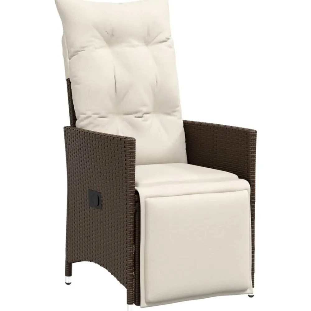 vidaXL Muebles De Jardín-Set de mesa y sillas de jardín 11 pzs y cojines ratán PE marrón
