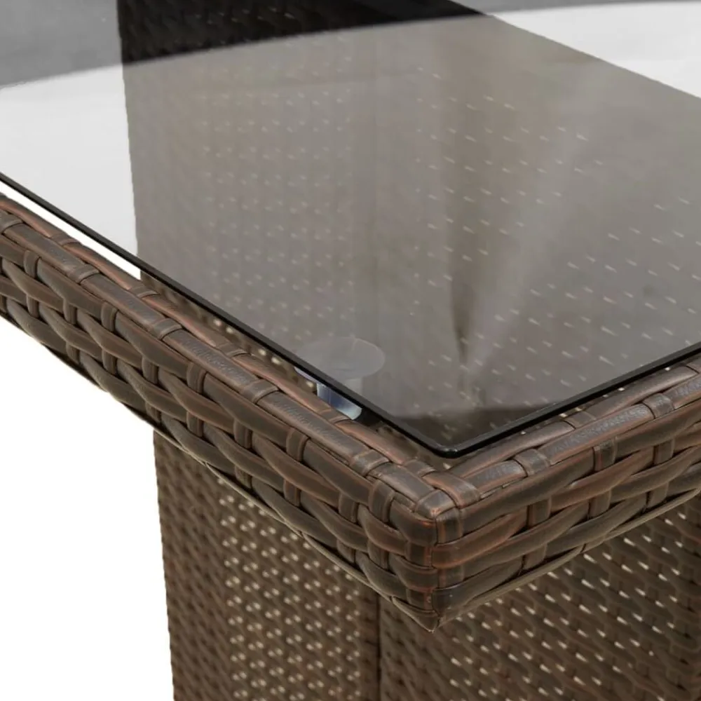 vidaXL Muebles De Jardín-Set de mesa y sillas de jardín 11 pzs y cojines ratán PE marrón