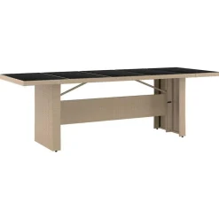 vidaXL Set de mesa y sillas de jardín 11 pzas y cojines ratán PE Beige Hot