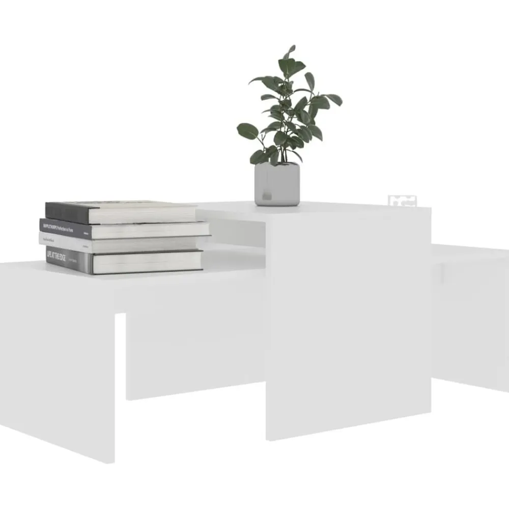 vidaXL Set de mesas de centro madera contrachapada 100x48x40 cm Blanco Sale