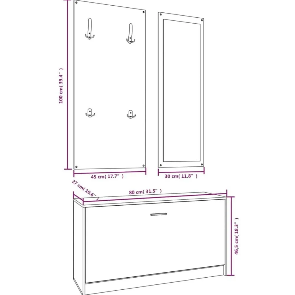vidaXL Set de mueble zapatero 3 en 1 madera contrachapada Gris sonoma Sale