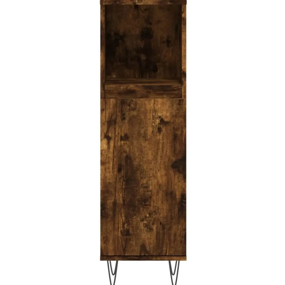 vidaXL Set de muebles baño 3 pzas madera contrachapada Roble ahumado New