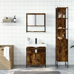 vidaXL Conjuntos De Muebles-Set de muebles baño 3 pzas madera contrachapada