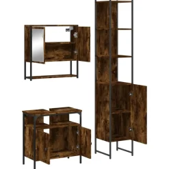 vidaXL Conjuntos De Muebles-Set de muebles baño 3 pzas madera contrachapada