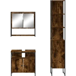 vidaXL Conjuntos De Muebles-Set de muebles baño 3 pzas madera contrachapada