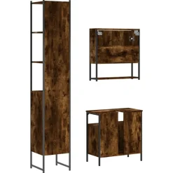 vidaXL Conjuntos De Muebles-Set de muebles baño 3 pzas madera contrachapada