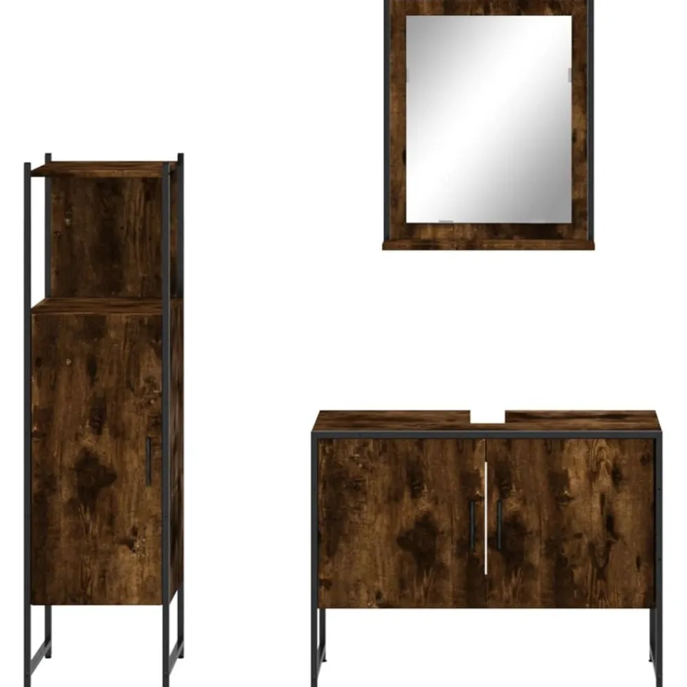 vidaXL Conjuntos De Muebles-Set de muebles baño 3 pzas madera contrachapada