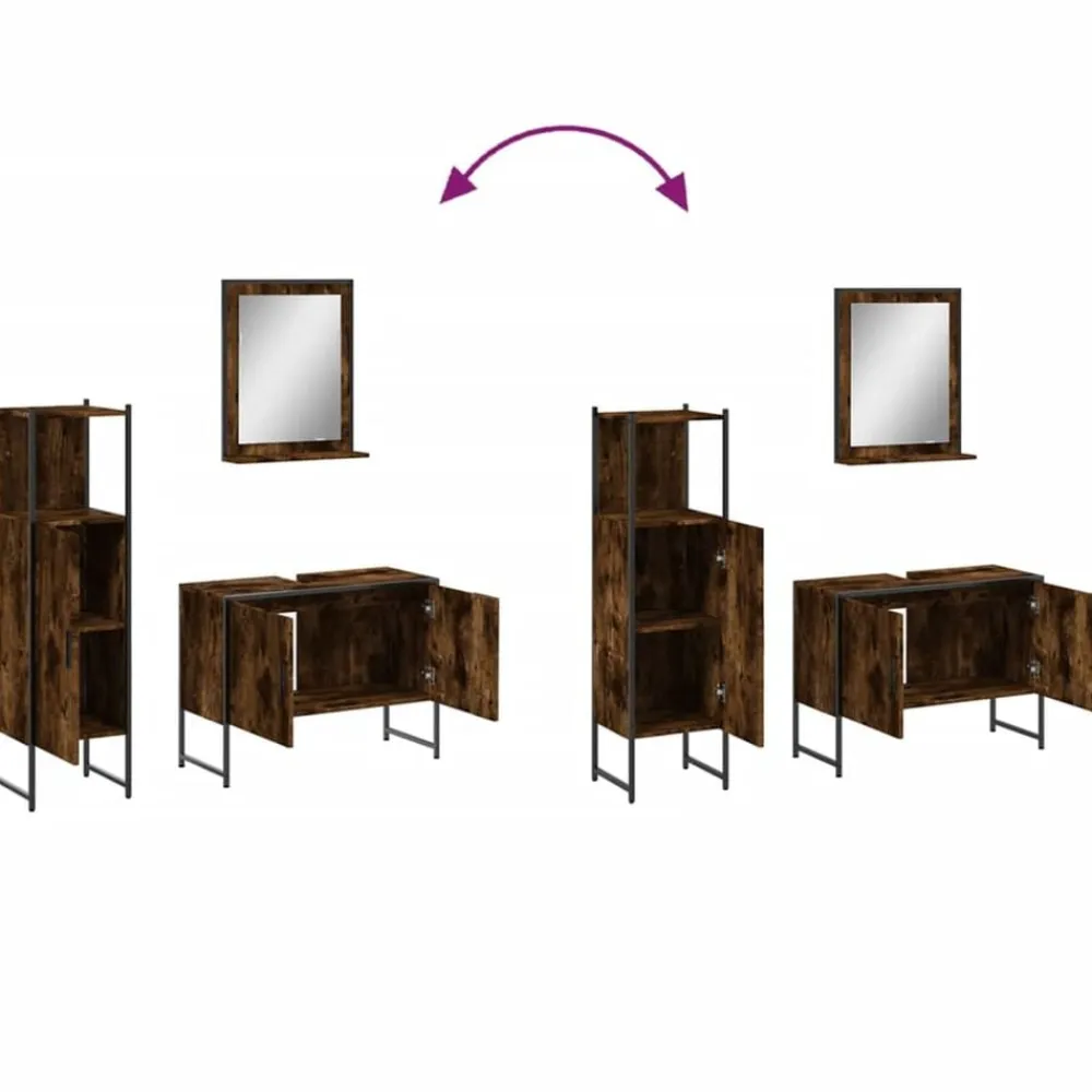 vidaXL Conjuntos De Muebles-Set de muebles baño 3 pzas madera contrachapada