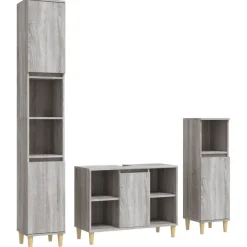 vidaXL Set de muebles de baño 3 pzas madera contrachapada Gris sonoma Outlet