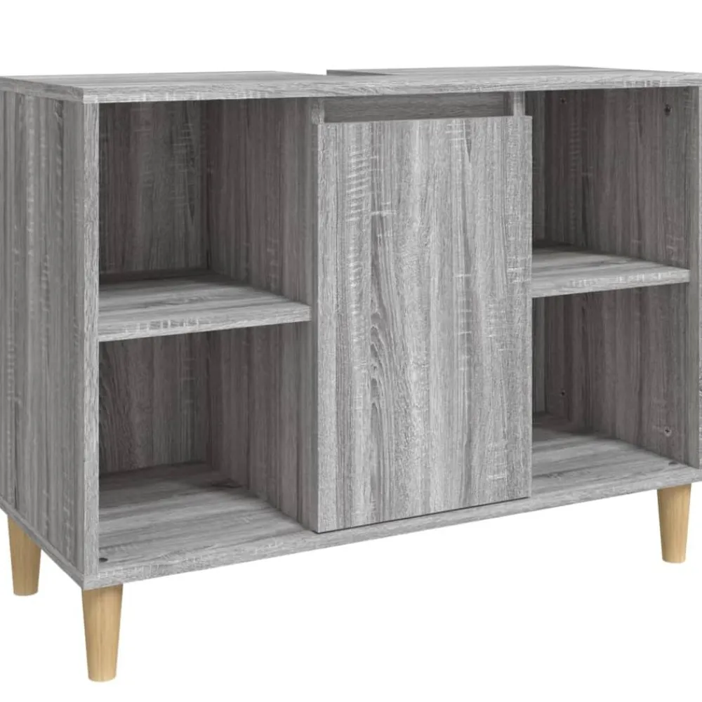 vidaXL Set de muebles de baño 3 pzas madera contrachapada Gris sonoma Outlet